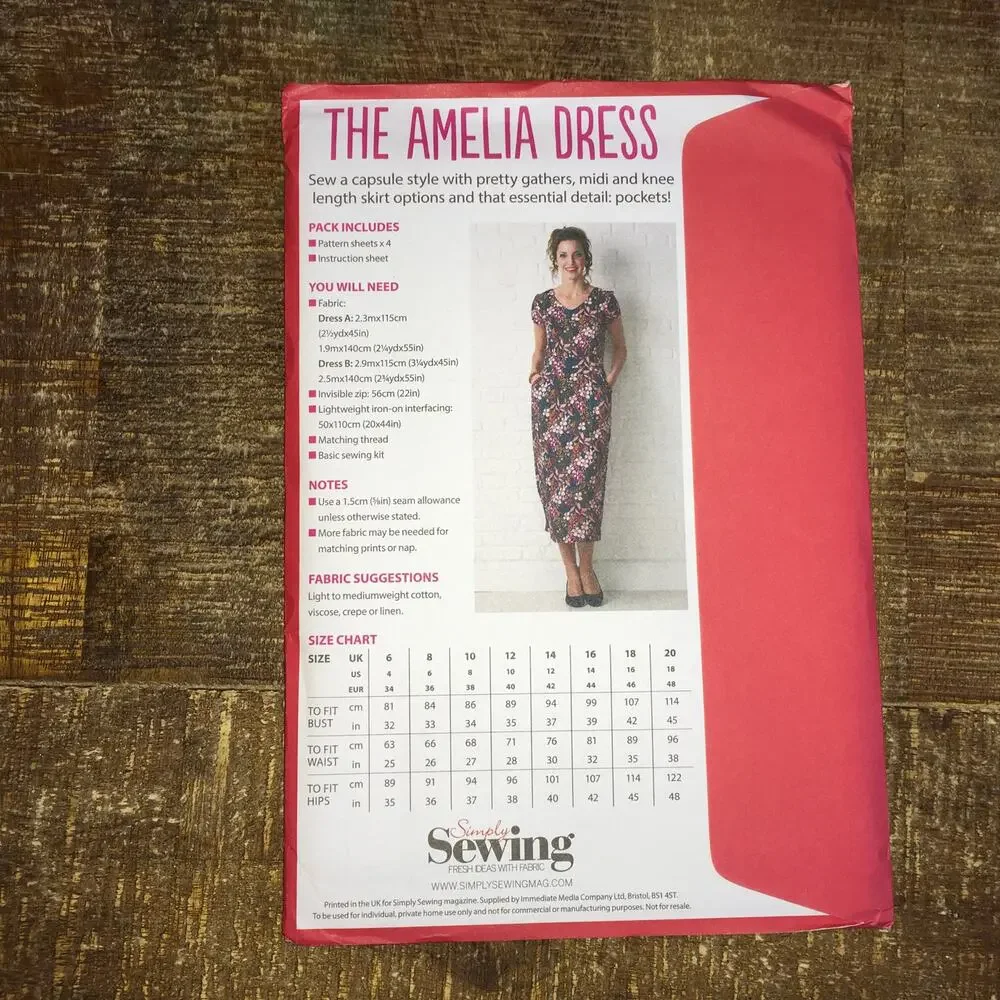 Simply Sewing Pattern The Amelia Dress Must Have Capsule Wardrobe 4-18 UNCUT